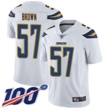 Los Angeles Chargers NFL Football Jatavis Brown White Jersey Men Limited 57 Road 100th Season Vapor Untouchable